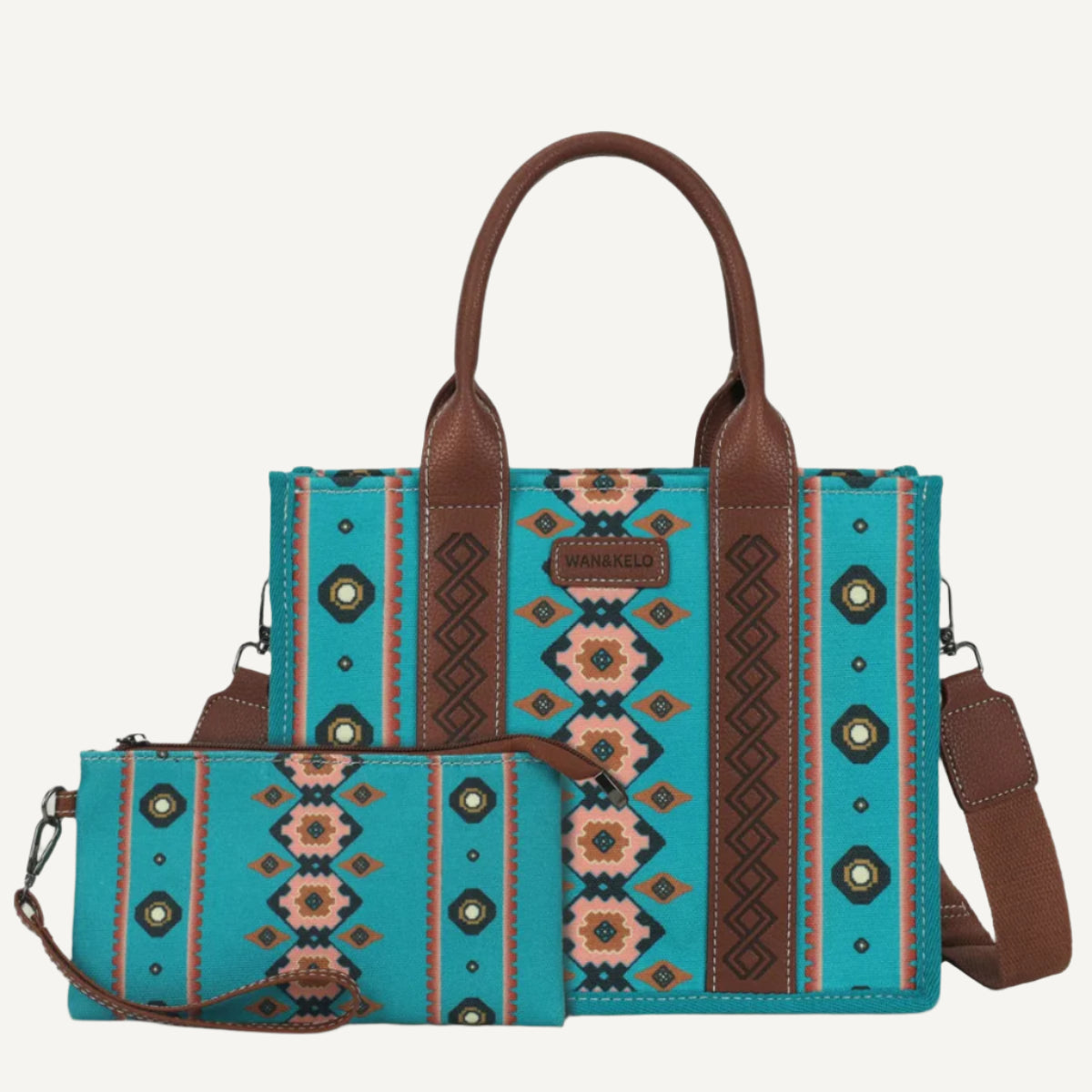 Grand Sac Imprimé Bohème pour Voyageuses de Wanderer en bleu