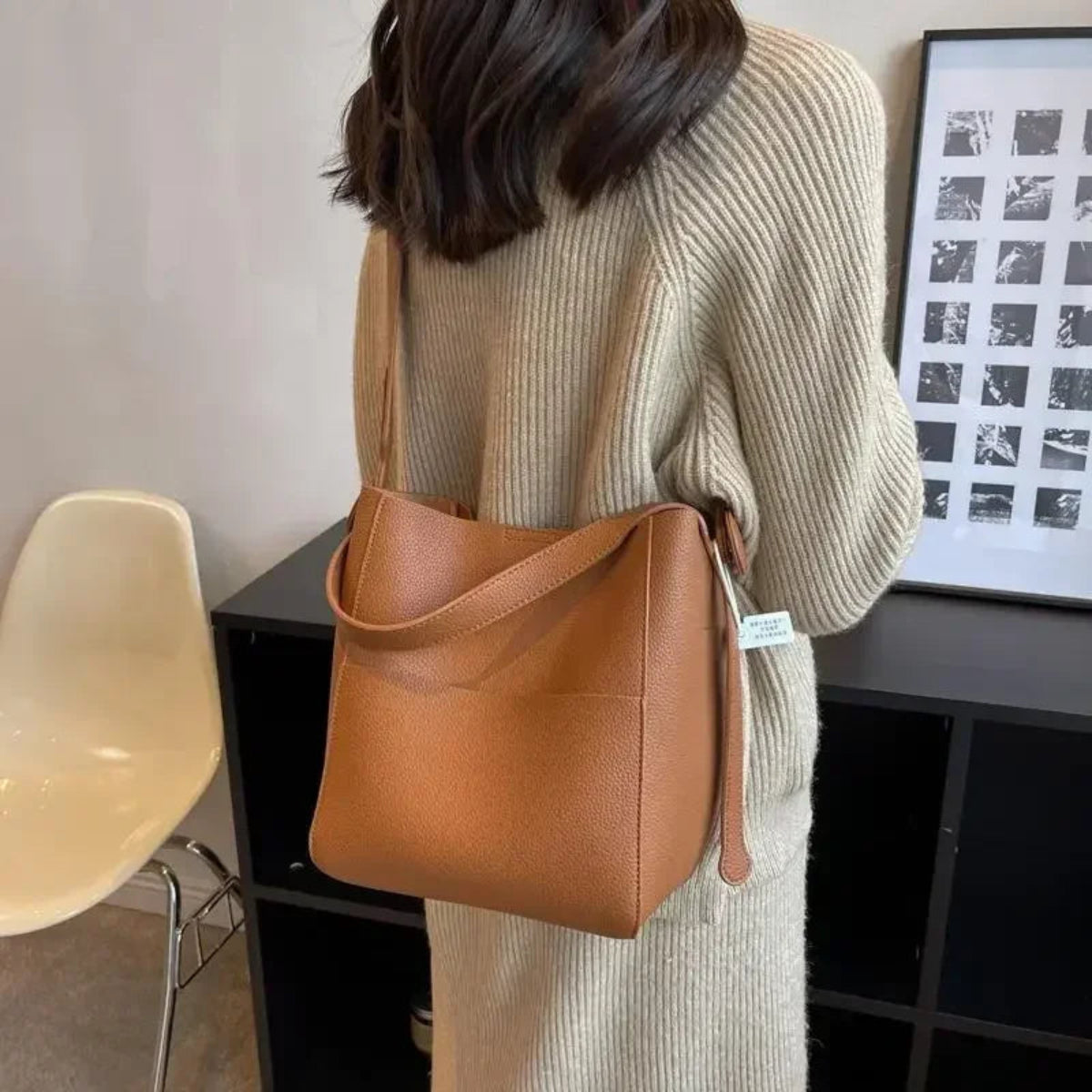 Sac Seau en Cuir pour Femme Ambre Vue Arrière Wanderer