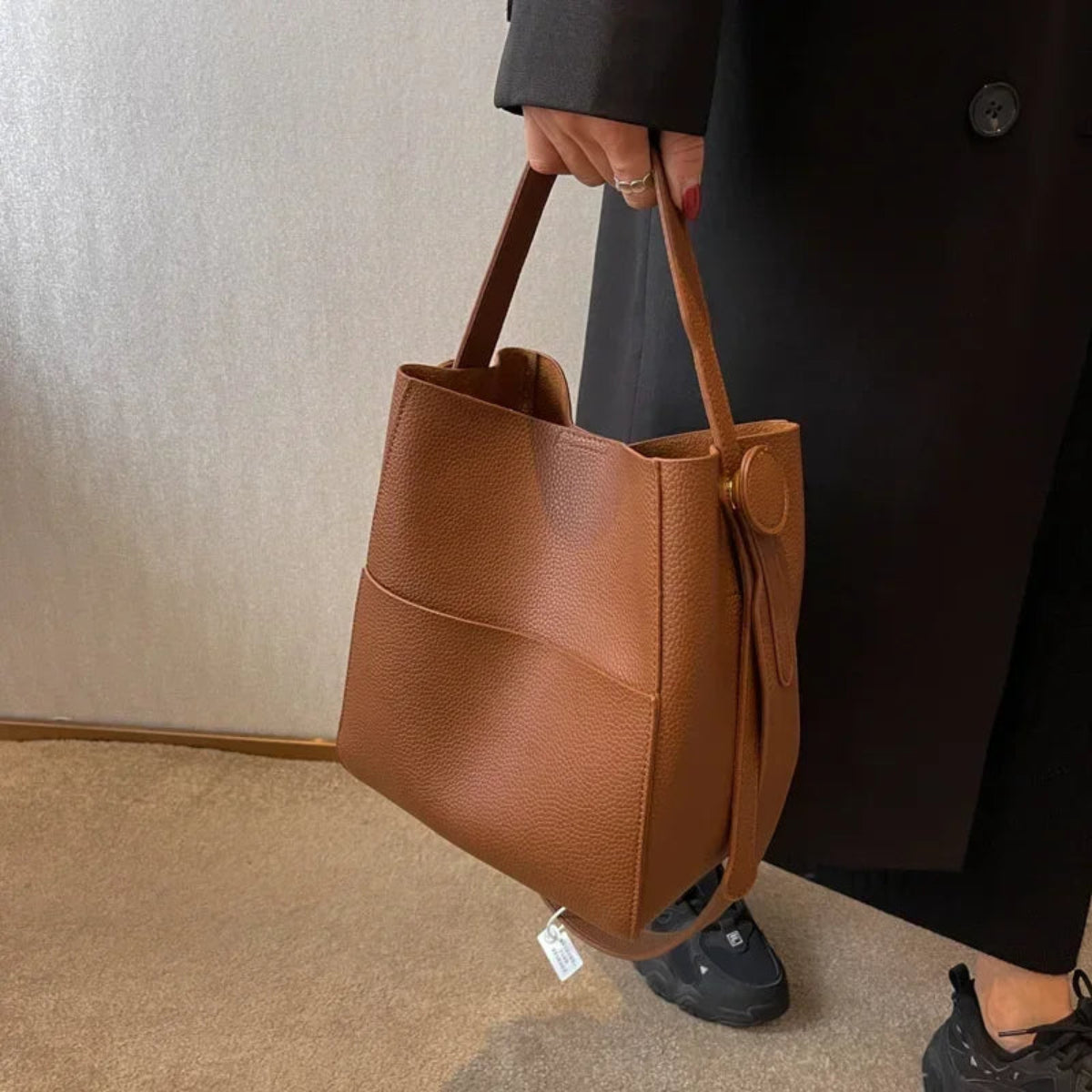 Sac Seau en Cuir pour Femme ambre Vue latérale wanderer