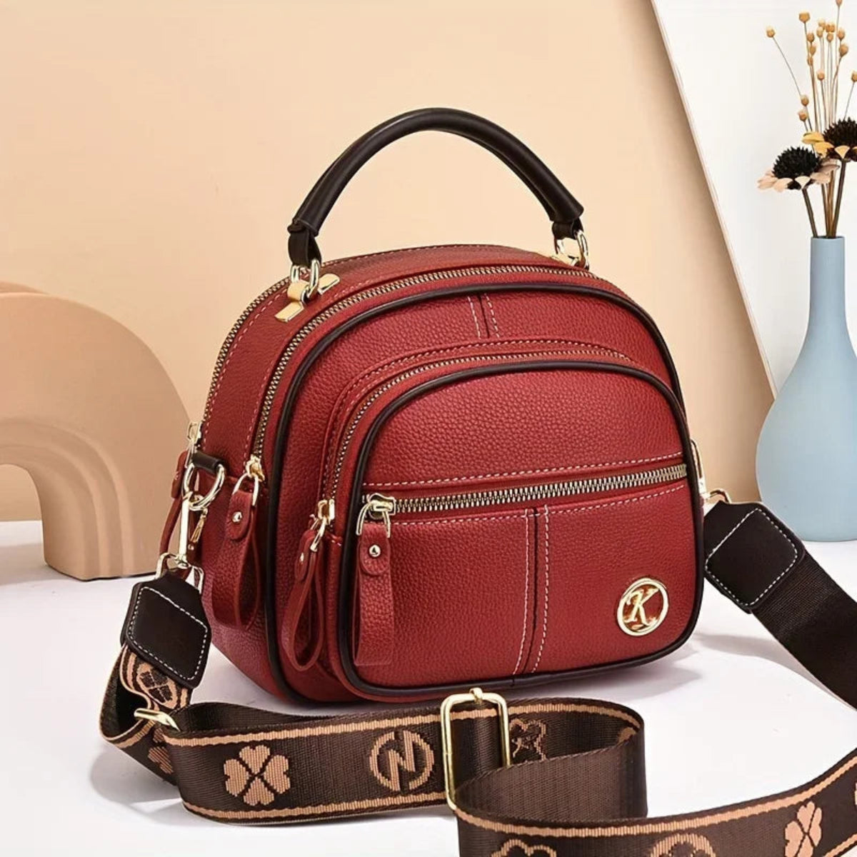 Sac à Main pour Femme Kaki Rouge Wanderer