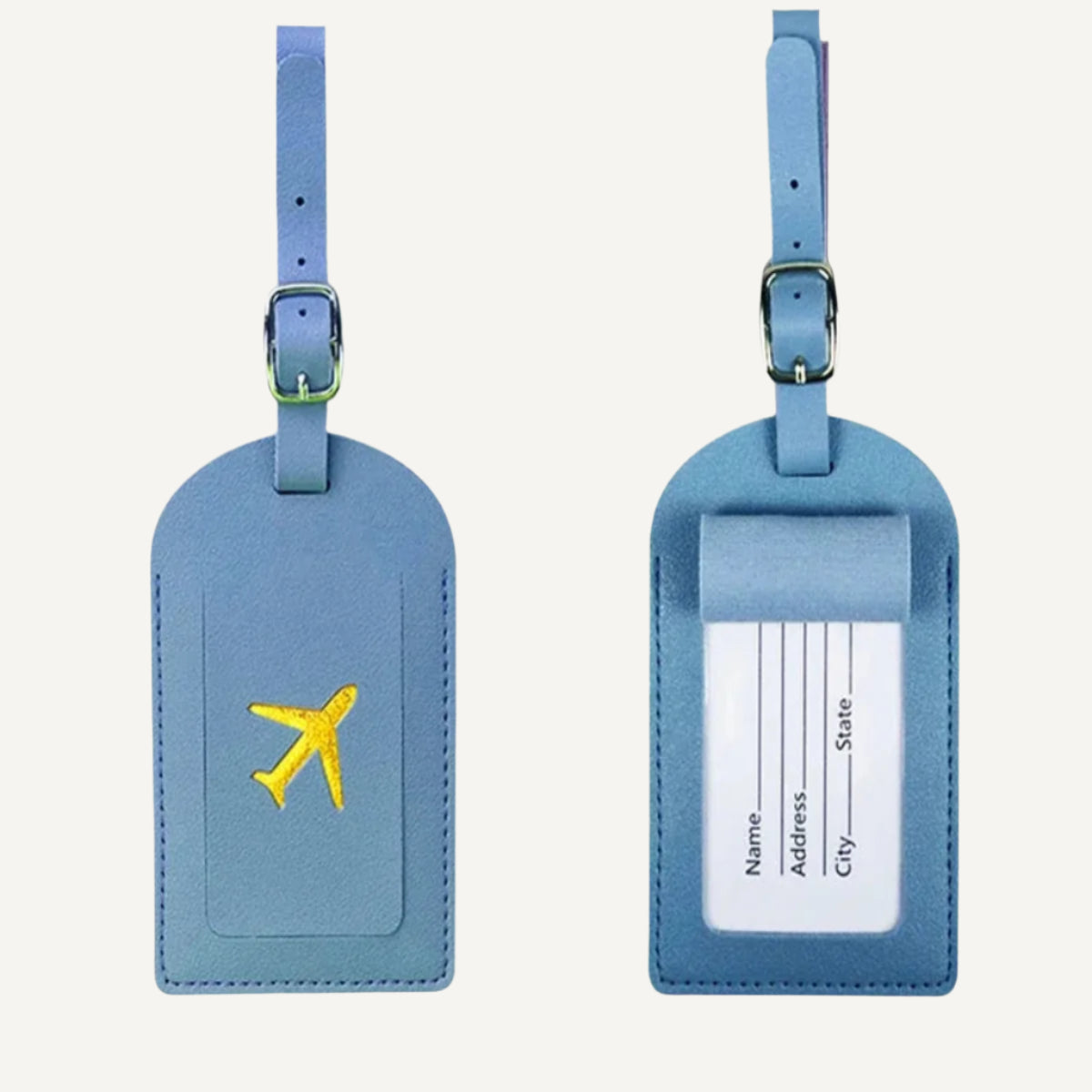 une étiquette de baggage avion Wanderer en bleu 