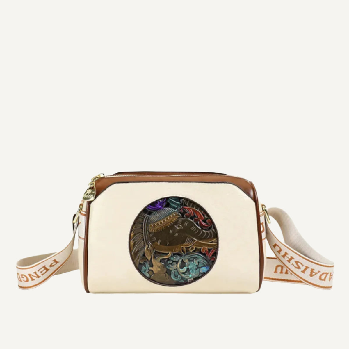 Sac à Main Brodé pour Femme en Cuir de Haute Qualité 2025 en Éléphant Blanc