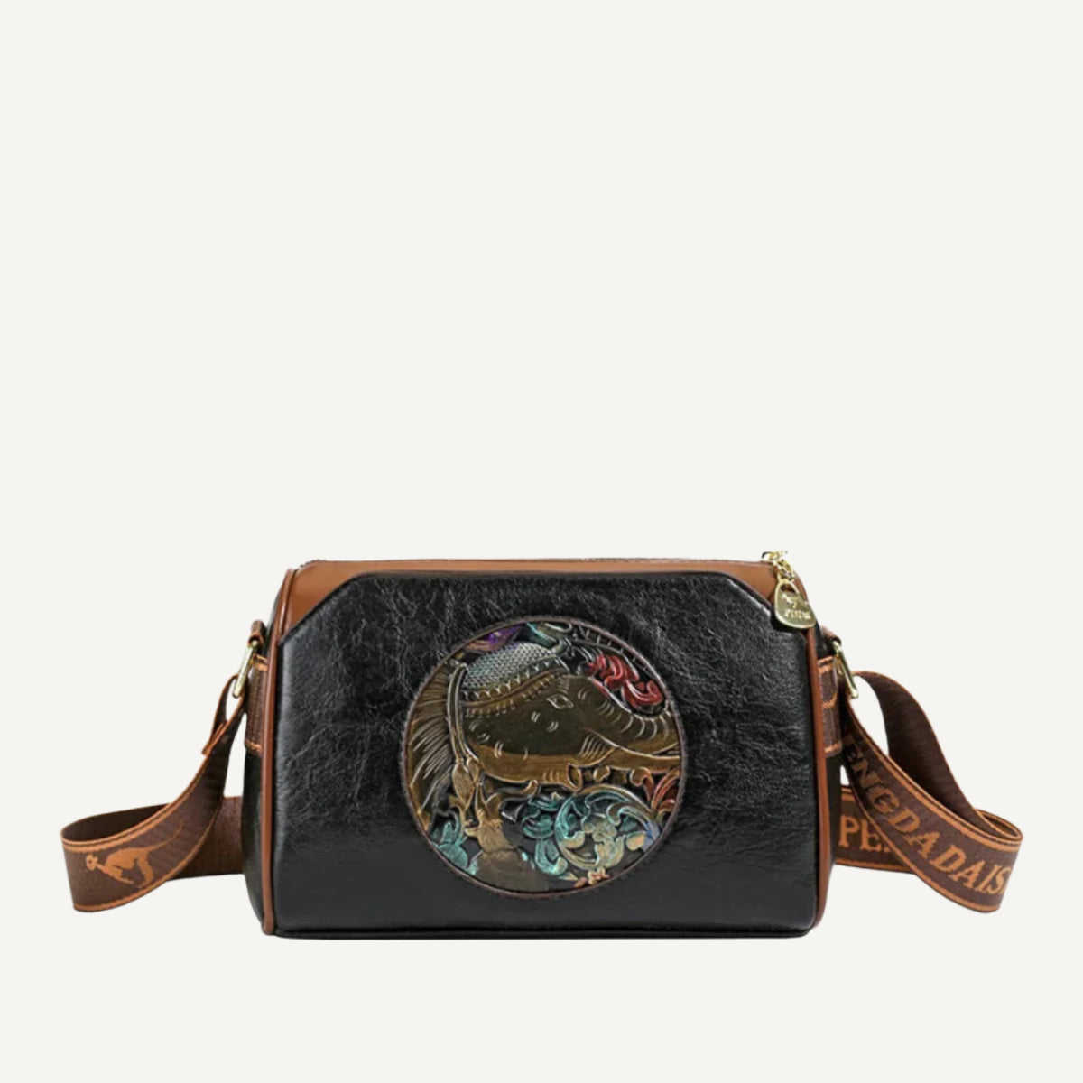 Sac à Main Brodé pour Femme en Cuir de Haute Qualité 2025 en Éléphant Noir