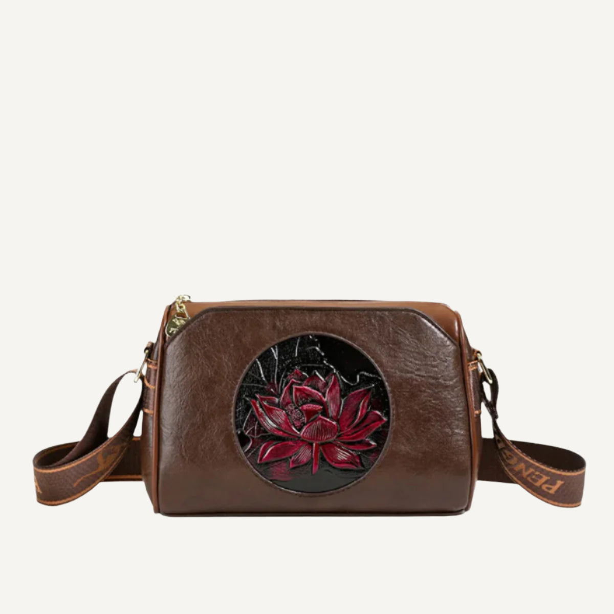 Sac à Main Brodé pour Femme en Cuir de Haute Qualité 2025 en Rosier Marron