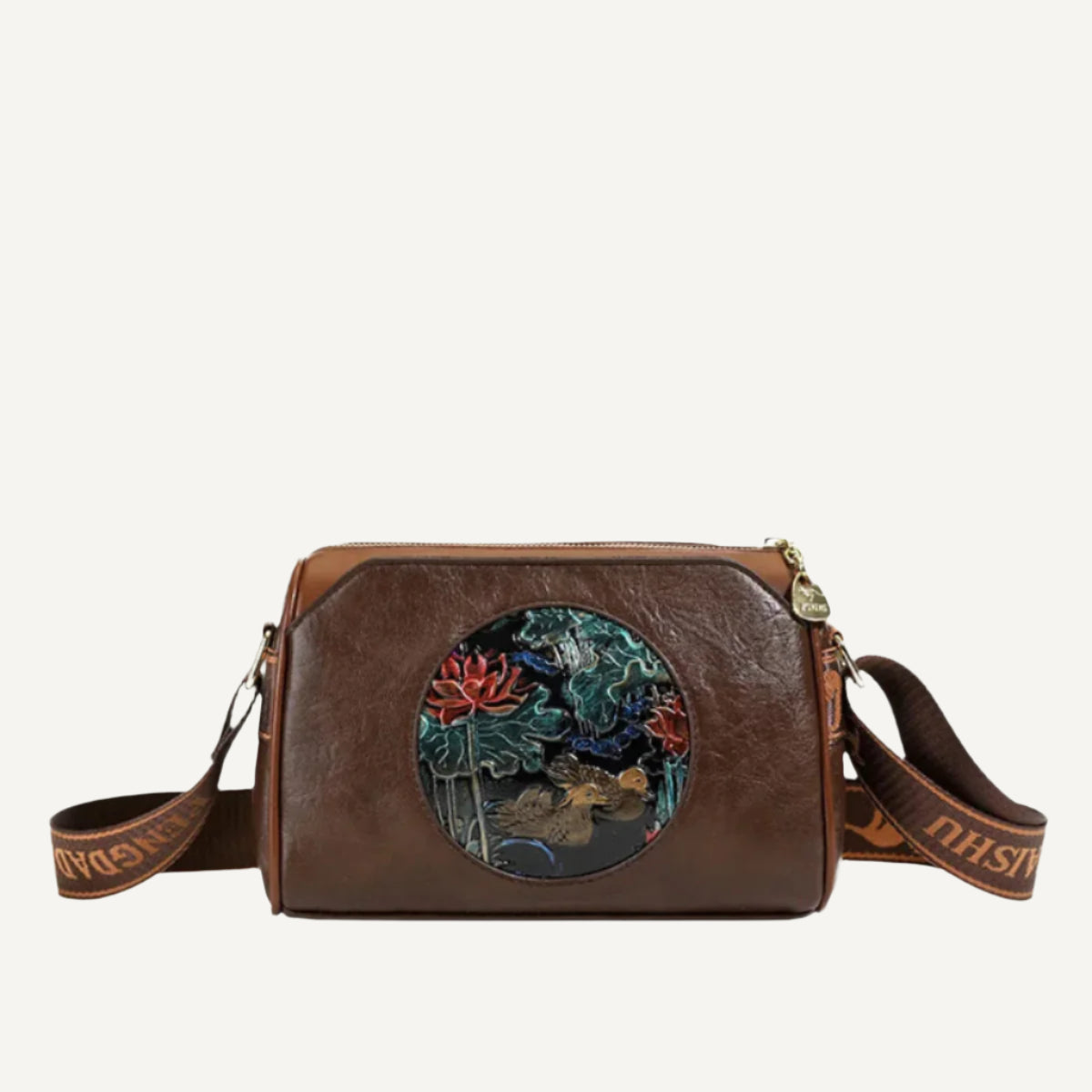 Sac à Main Brodé pour Femme en Cuir de Haute Qualité 2025 en Ruisseau Marron