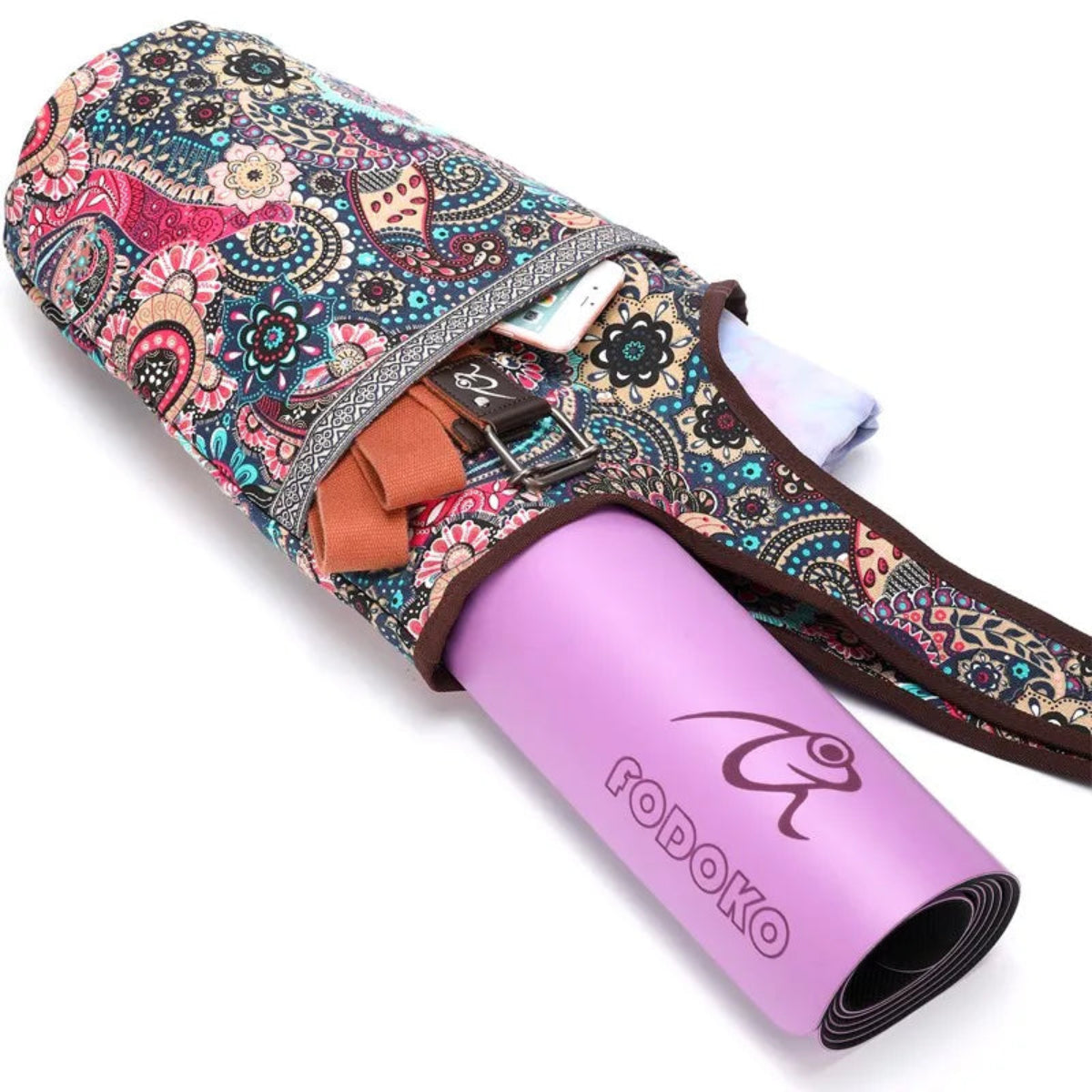 Le sac de sport Wanderer en mosaïque avec un tapis de yoga dedans