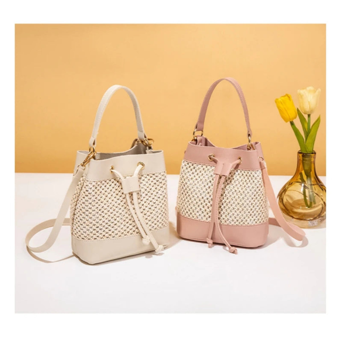 Sac Seau en Toile pour Femme blanc et rose wanderer
